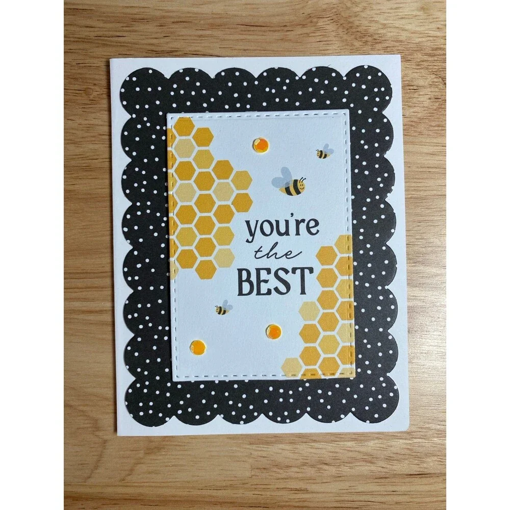 Bee Greeting Card – Handmade A2 Card – All Occasion Blank Card